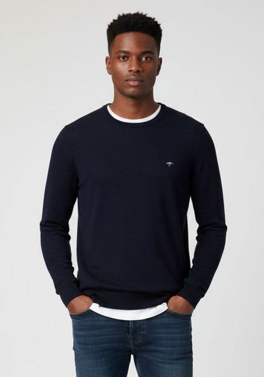 Fynch Hatton Πλεκτή μπλούζα της σειράς Fine Cotton - SFPK210 690 Navy