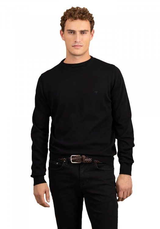 Fynch Hatton Πλεκτή μπλούζα της σειράς Superfine Cotton - 1514 210 999 Black
