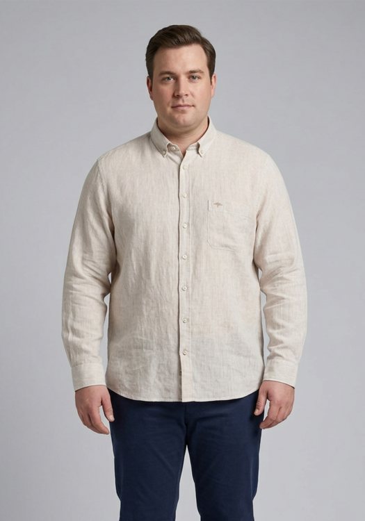 Fynch Hatton Λινό Πουκάμισο της σειράς Striped  - 1504 6160 837 Sand