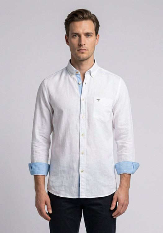 Fynch Hatton Λινό Πουκάμισο σε Classic γραμμή - 1121 6030 100 White