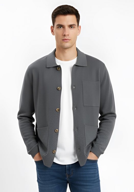GABBA Πλεκτή Ζακέτα της σειράς Blanko Cardi - 11809 9900 Dark Grey