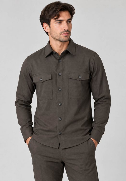 Hamaki-Ho Overshirt - GBI1661H DR Brown