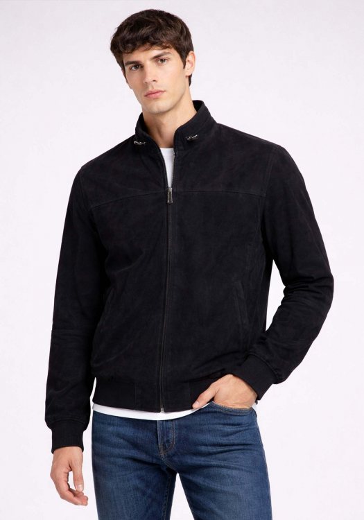 Guy Laroche Suede Δερμάτινο Bomber - GL726 02 06 Dark Blue