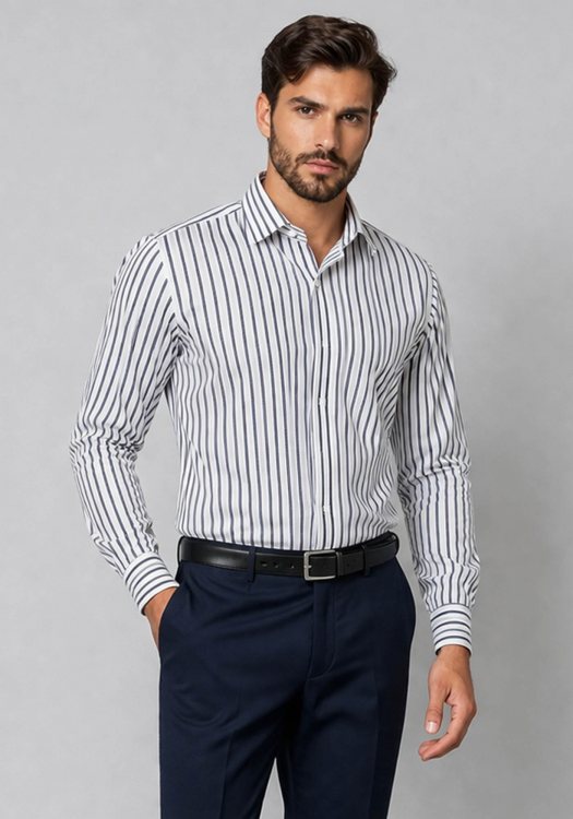 Guy Laroche Πουκάμισο Stripe - GLFS18260 CL 4 Dark Blue