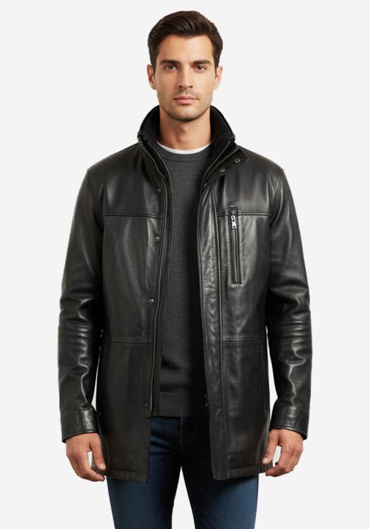 Guy Laroche Δερμάτινο Jacket της σειράς Racer -  GL836 04 Black