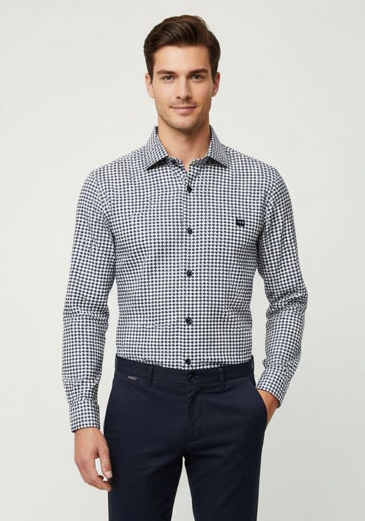 Guy Laroche Πουκάμισο της σειράς Micro - GLES18750 CL 4 Blue