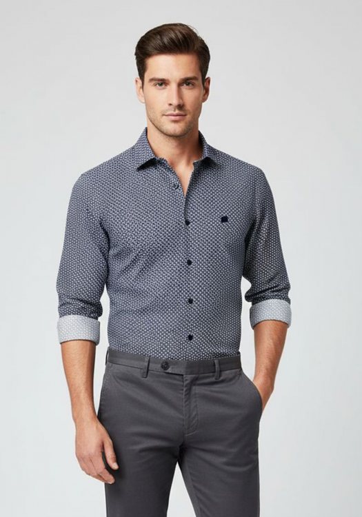 Guy Laroche Πουκάμισο της σειράς Micro - GLEW2328717 CL 3 Blue