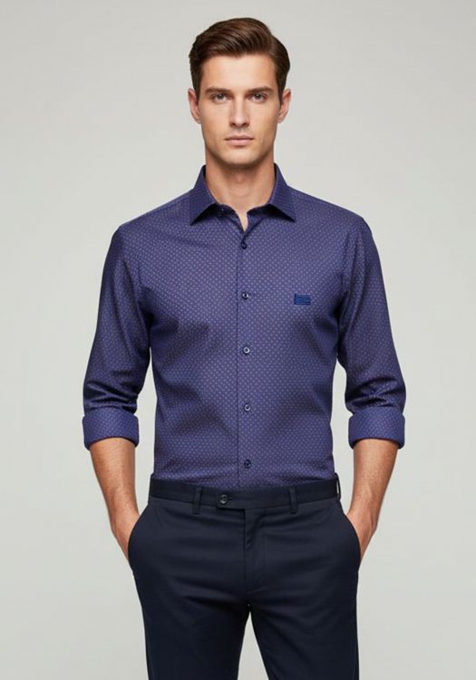 Guy Laroche Πουκάμισο της σειράς Micro - GLEW28272 CL 1 Blue