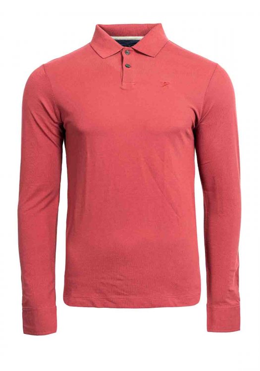 Hackett Polo μπλούζα σε στενή γραμμή - HM550621 262 Red 