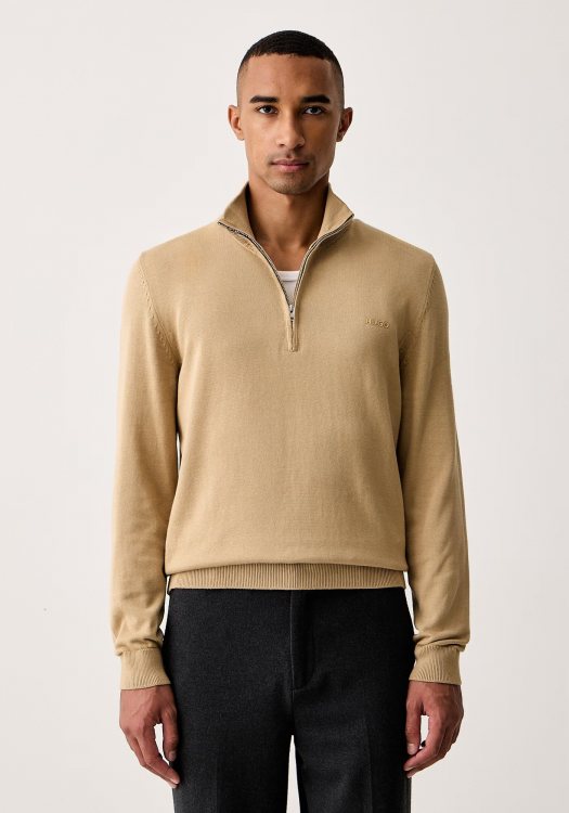 HUGO Zip Sweater San Quintus - 50574143 269 Medium Beige
