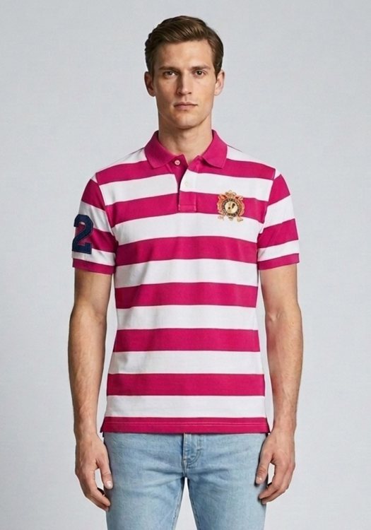 Hackett Μπλούζα Polo - HM560058 Pink/ White