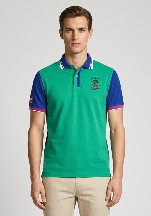Hackett Μπλούζα Polo - HM560888 Green/Blue