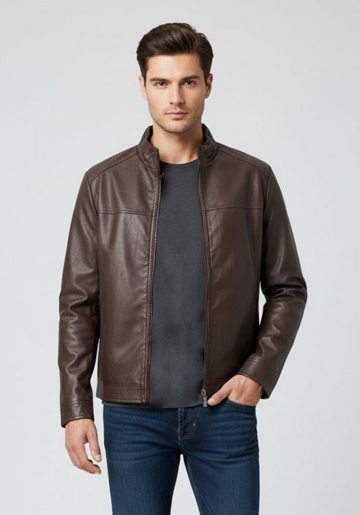 Hamaki-Ho Eco Leather Jacket της σειράς Biker - GBI1584H Brown