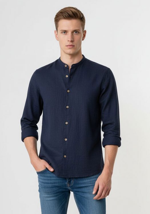 Hamaki Ho Πουκάμισο της σειράς Linen - CE1233H Dark Blue