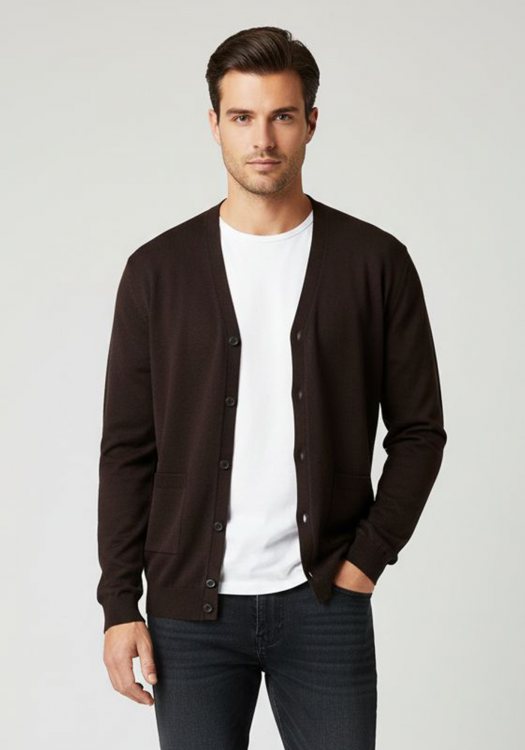 Hamaki Ho Πλεκτή ζακέτα της σειράς Button - MI3041H Brown