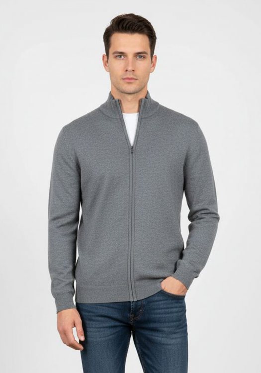 Hamaki Ho Πλεκτή ζακέτα της σειράς Zip - MI3045H Grey