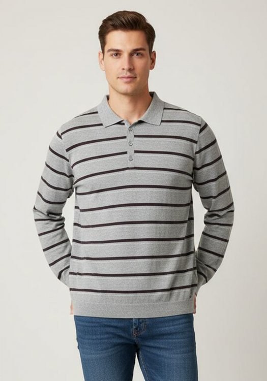 IKKS Polo Μπλούζα της σειράς Polo - IPKOKLSO E3F21 Grey Stripes