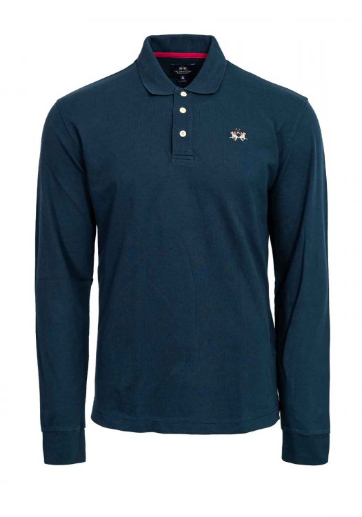 Ανδρική Polo μπλούζα σε στενή γραμμή - Blue 017