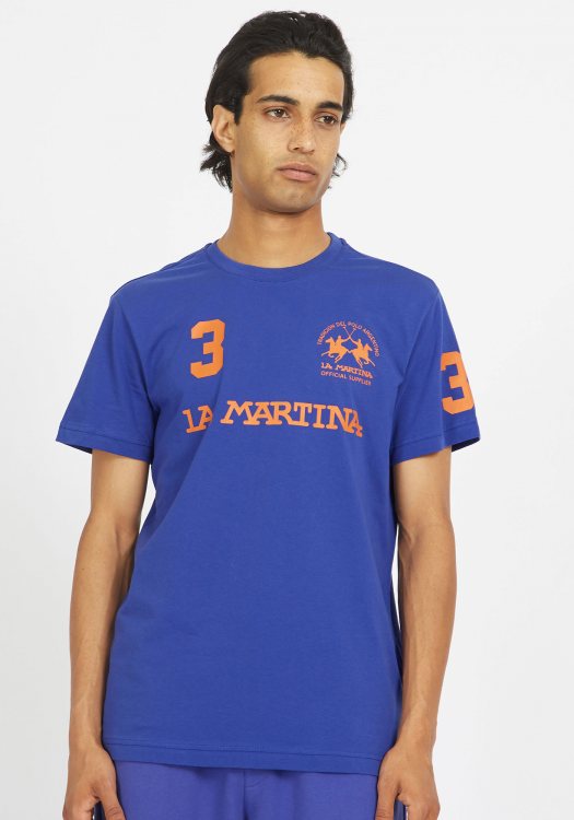 La Martina Κοντομάνικη Μπλούζα της σειράς Jersey  - VMR309 JS206 B7373 ClematisBl/JaffaOran
