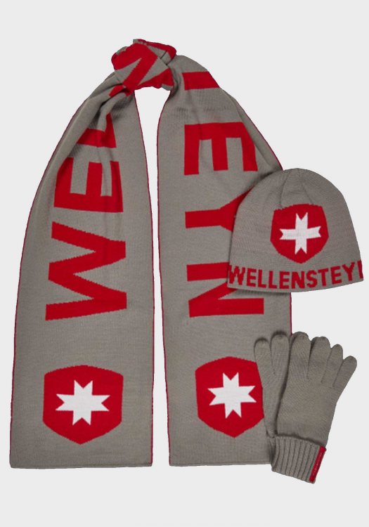 Wellensteyn Set Κασκόλ Σκούφος Γάντια - KHSG 105 GRD Grey/Red