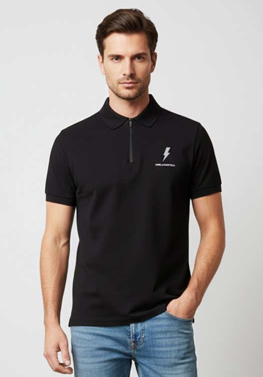 Karl Lagerfeld Polo Μπλούζα της σειράς Zip Polo - 745400 541221 990 Black