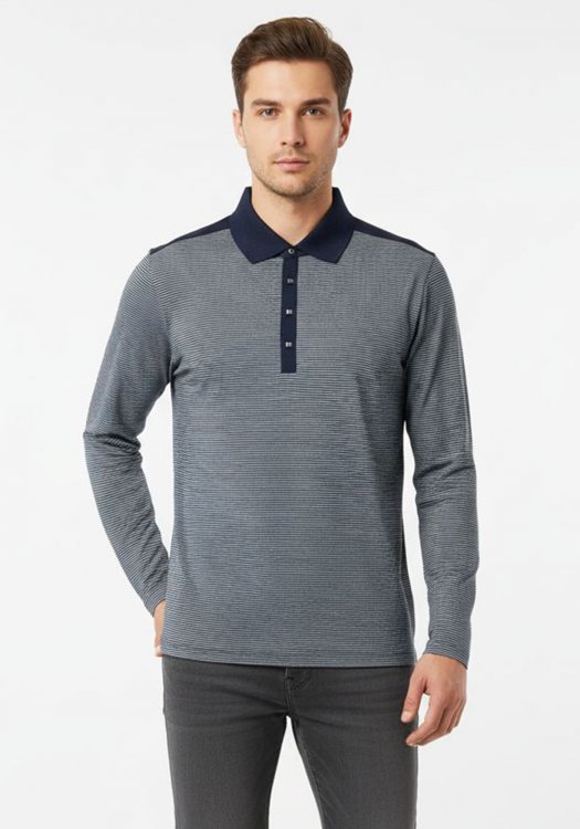 Karl Lagerfeld Polo της σειράς Stripe - 63210 504 60 Midnight Blue