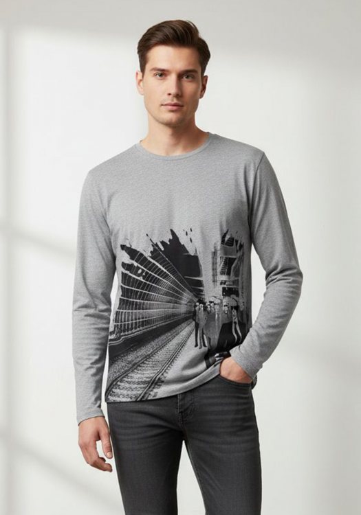 Karl Lagerfeld T Shirt της σειράς Crewneck - 63264 536 71 Grey
