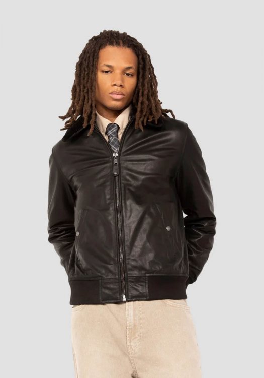 Schott N.Y.C. Δερμάτινο Flying jacket με Αποσπώμενη Γούνα - LC930DOXD Black