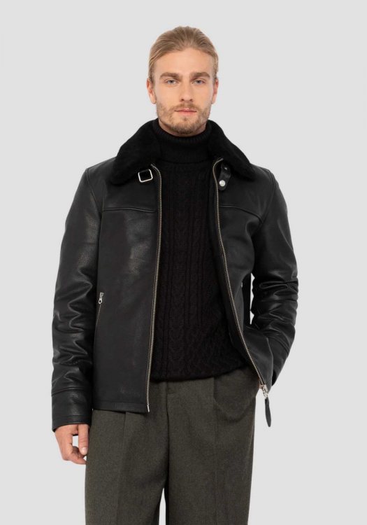 Schott Δερμάτινο Jacket Classic -  LCCLASSICZIP Black