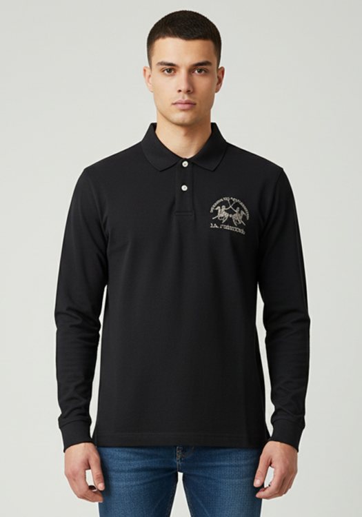 La Martina Polo Μπλούζα της σειράς Braeden - MBP003 PK001 09999 Black