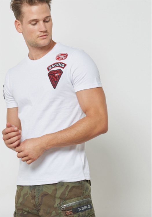Κοντομάνικη μπλούζα σε στενή γραμμή - White