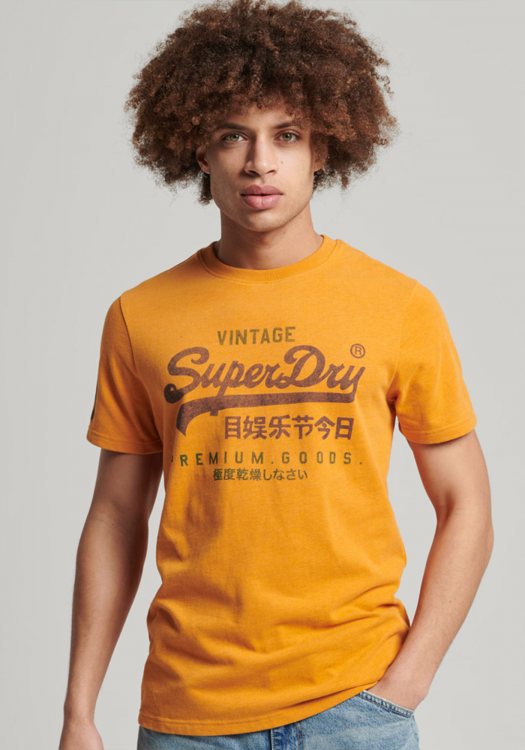 Superdry Κοντομάνικη Μπλούζα της σειράς Vintage Classic - M1011317A 6RG Thrift Gold Marl
