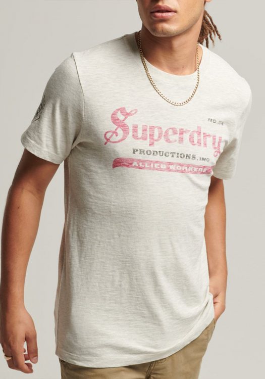 Superdry Κοντομάνικη Μπλούζα της σειράς Merch Store - M1011329A 43D Queen Marl