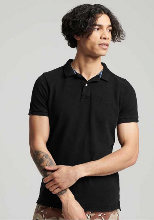 Superdry Polo Μπλούζα της σειράς Destroy - M1110252A 02A Vintage Black