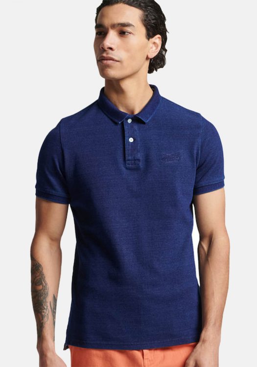 Superdry Polo Μπλούζα της σειράς Destroy - M1110252A ARX Rinsed Indigo