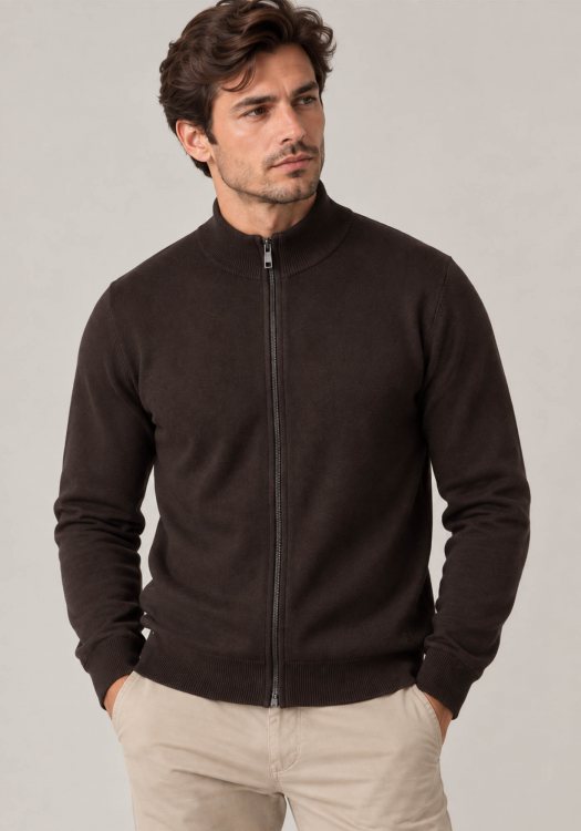 Hamaki-Ho Ζακέτα Lupetto Zip - MI3237H DR Brown