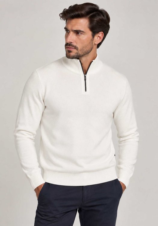 Hamaki-Ho Half Zip Maglia - MI3252H OW Ecru