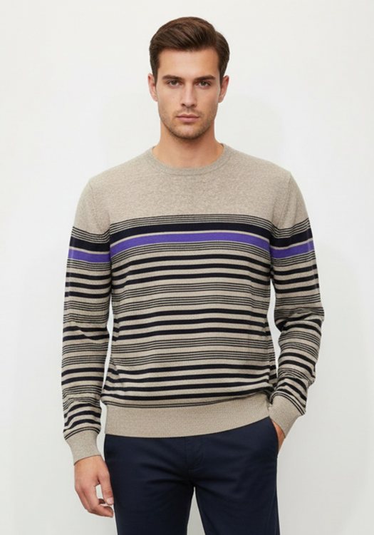 Malagrida Πλεκτό της σειράς Sut - 565939 00671 Sand/Stripe