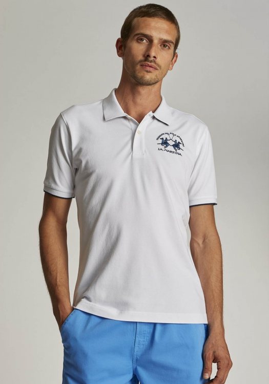 La Martina Polo Μπλούζα της σειράς Man Polo - CCMP01 PK001 00001 Optic White