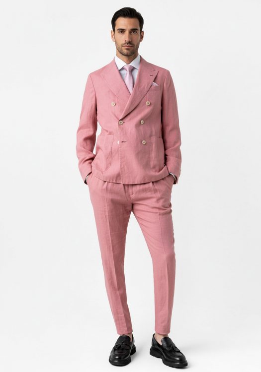 Manuel Ritz 2 Pieces Σταυρωτό Κοστούμι της σειράς Linen -  3432A3738L 14 Pink