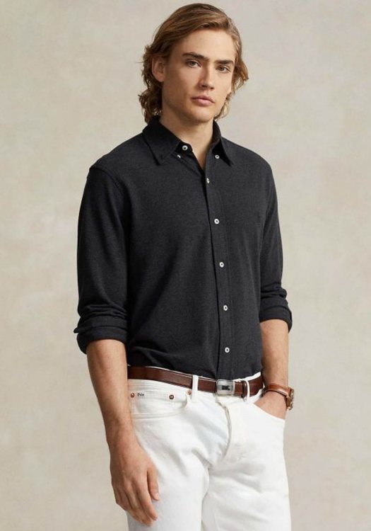 Polo Ralph Lauren Πουκάμισο της σειράς Featherweight Mesh - 710654408 113 Dark Grey