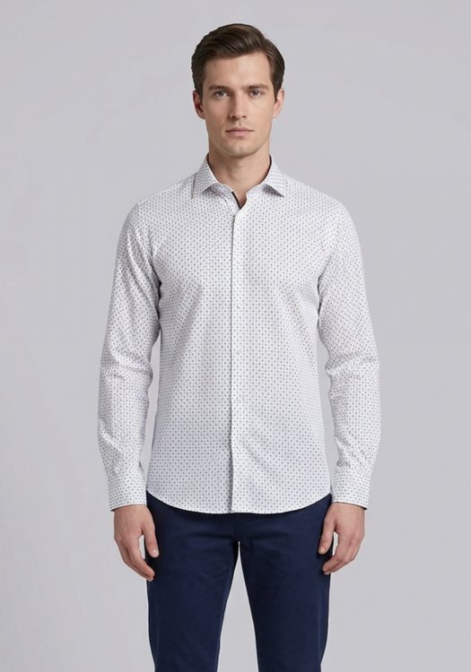 Monte Napoleone Πουκάμισο Micro - 261 32 2885 3001 4 White