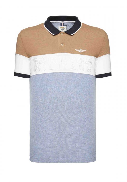 Aeronautica Militare Regular Fit Polo - PO1428  Grey/Κhaki/White