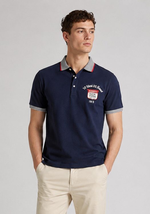 Schott N.Y.C Polo Μπλούζα Queens - PS QUEENS Navy