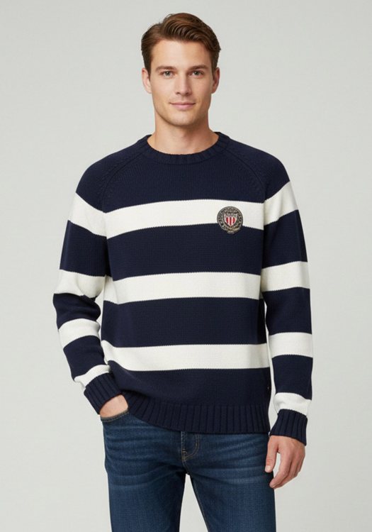 Polo Ralph Rauren Πλεκτό της σειράς Larson - MFL09530 Navy/Sand