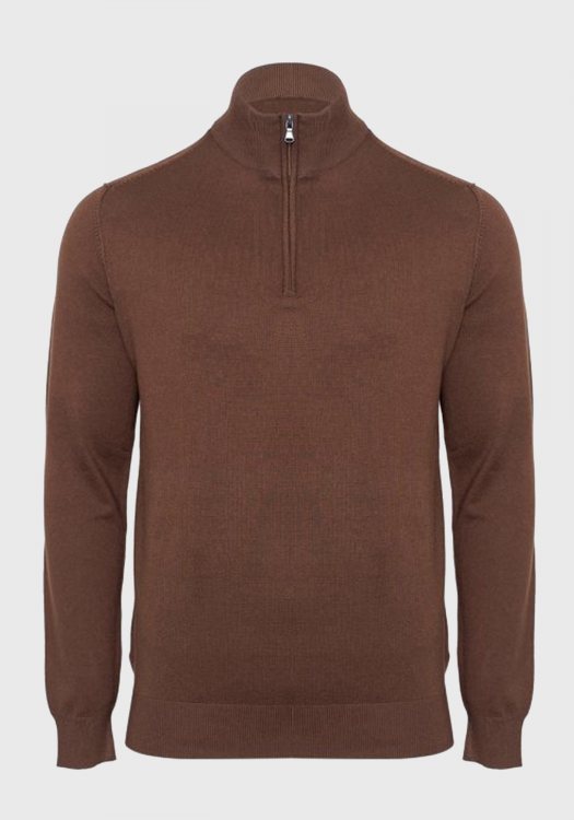 Malagrida Half-Zip slim fit της σειράς Qualita - 45103 318 Brown