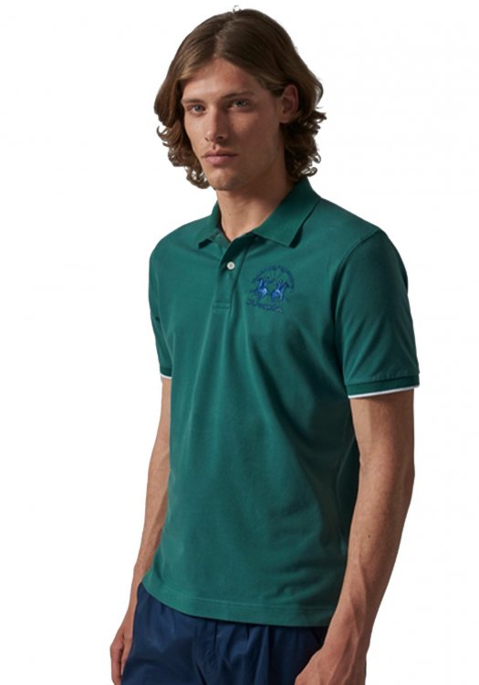 LA MARTINA Piqué Polo της σειράς Man Polo - RMP001 03209 Smoke pine