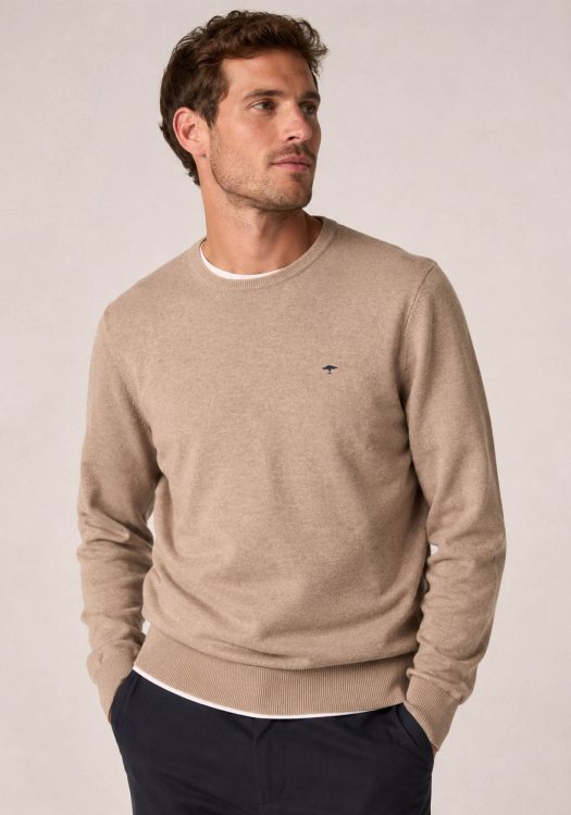 Fynch Hatton Πλεκτή μπλούζα Fine Cotton - SFPK210 864 Taupe