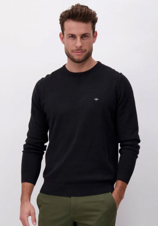 Fynch Hatton Πλεκτή μπλούζα της σειράς Fine Cotton - SFPK210 998 Charcoal