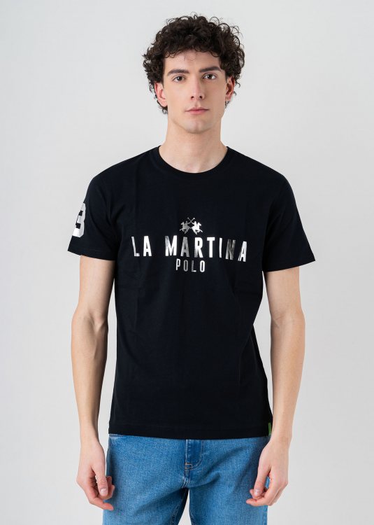 La Martina Κοντομάνικη Μπλούζα της σειράς Man - YMR322 JS206 09999 Black